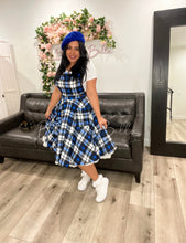 Load image into Gallery viewer, Britney Pinafore Dress BLUE PLAID Bloombellamoda