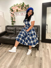 Load image into Gallery viewer, Britney Pinafore Dress BLUE PLAID Bloombellamoda
