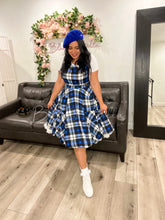 Load image into Gallery viewer, Britney Pinafore Dress BLUE PLAID Bloombellamoda