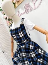 Load image into Gallery viewer, Britney Pinafore Dress BLUE PLAID Bloombellamoda
