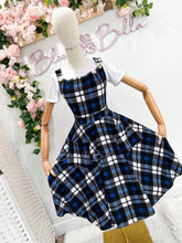 Load image into Gallery viewer, Britney Pinafore Dress BLUE PLAID Bloombellamoda