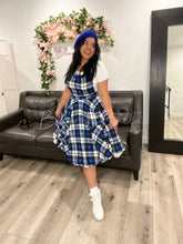 Load image into Gallery viewer, Britney Pinafore Dress BLUE PLAID Bloombellamoda