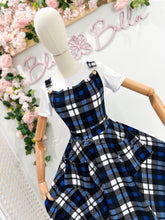 Load image into Gallery viewer, Britney Pinafore Dress BLUE PLAID Bloombellamoda