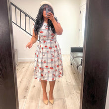 Load image into Gallery viewer, Cynthia Carnation scuare print SMALL/LARGE Dresses Bloombellamoda
