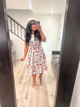Load image into Gallery viewer, Cynthia Carnation scuare print SMALL/LARGE Dresses Bloombellamoda