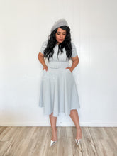 Load image into Gallery viewer, Textured midi dress LIGHT GREY SMALL TO XL Bloombellamoda