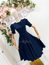 Load image into Gallery viewer, Textured midi dress NAVY Bloombellamoda