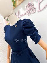 Load image into Gallery viewer, Textured midi dress NAVY Bloombellamoda