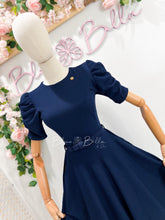 Load image into Gallery viewer, Textured midi dress NAVY Bloombellamoda