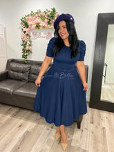 Load image into Gallery viewer, Textured midi dress SMALL Bloombellamoda