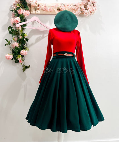 Be that woman skirt BLACK/HUNTER GREEN Skirts Bloombellamoda 