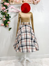 Load image into Gallery viewer, Be that woman skirt blue and beige plaid Bloombellamoda 