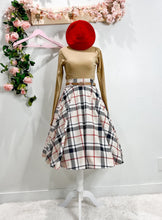 Load image into Gallery viewer, Be that woman skirt blue and beige plaid Bloombellamoda 
