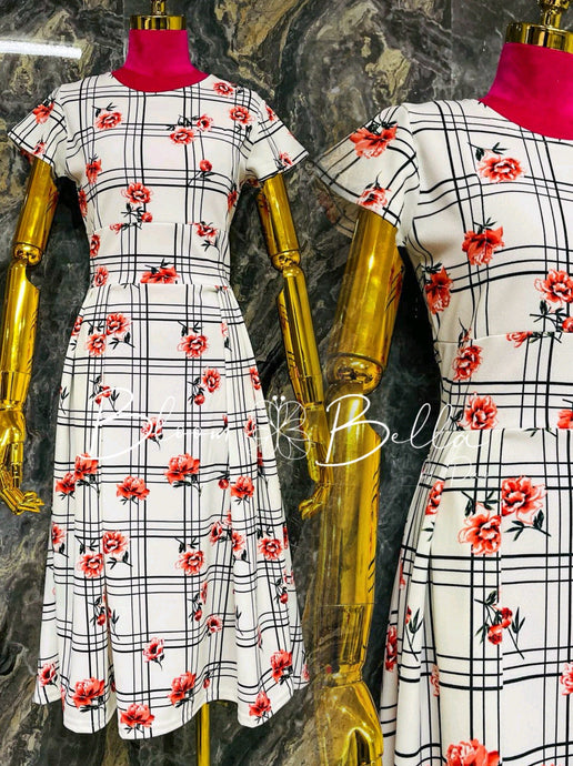 Cynthia Carnation scuare print Dresses Bloombellamoda 