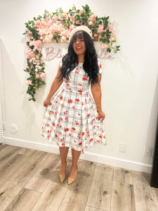 Cynthia Carnation scuare print SMALL/LARGE Dresses Bloombellamoda 
