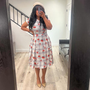 Cynthia Carnation scuare print SMALL/LARGE Dresses Bloombellamoda 