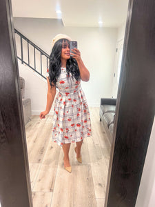 Cynthia Carnation scuare print SMALL/LARGE Dresses Bloombellamoda 