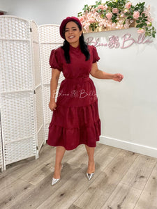 Daisy midi dress BURGUNDY Bloombellamoda 