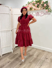 Load image into Gallery viewer, Daisy midi dress BURGUNDY Bloombellamoda 