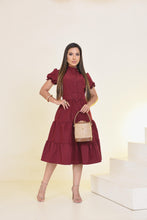 Load image into Gallery viewer, Daisy midi dress BURGUNDY Bloombellamoda 