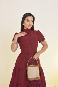 Daisy midi dress BURGUNDY Bloombellamoda 