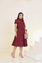 Load image into Gallery viewer, Daisy midi dress BURGUNDY Bloombellamoda 