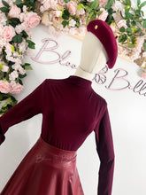 Cargar imagen en el visor de la galería, Faux leather midi BLACK/BURGUNDY Bloombellamoda 