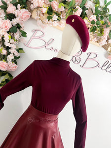 Faux leather midi BLACK/BURGUNDY Bloombellamoda 