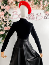 Cargar imagen en el visor de la galería, Faux leather midi BLACK/BURGUNDY Bloombellamoda 