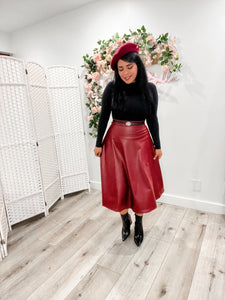 Faux leather midi BLACK/BURGUNDY SMALL/MEDIUM Bloombellamoda 