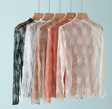 Load image into Gallery viewer, Floral mesh lace long sleeve Bloombellamoda 