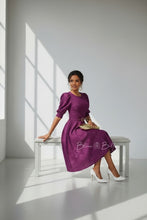 Load image into Gallery viewer, Gina midi dress Magenta Bloombellamoda 