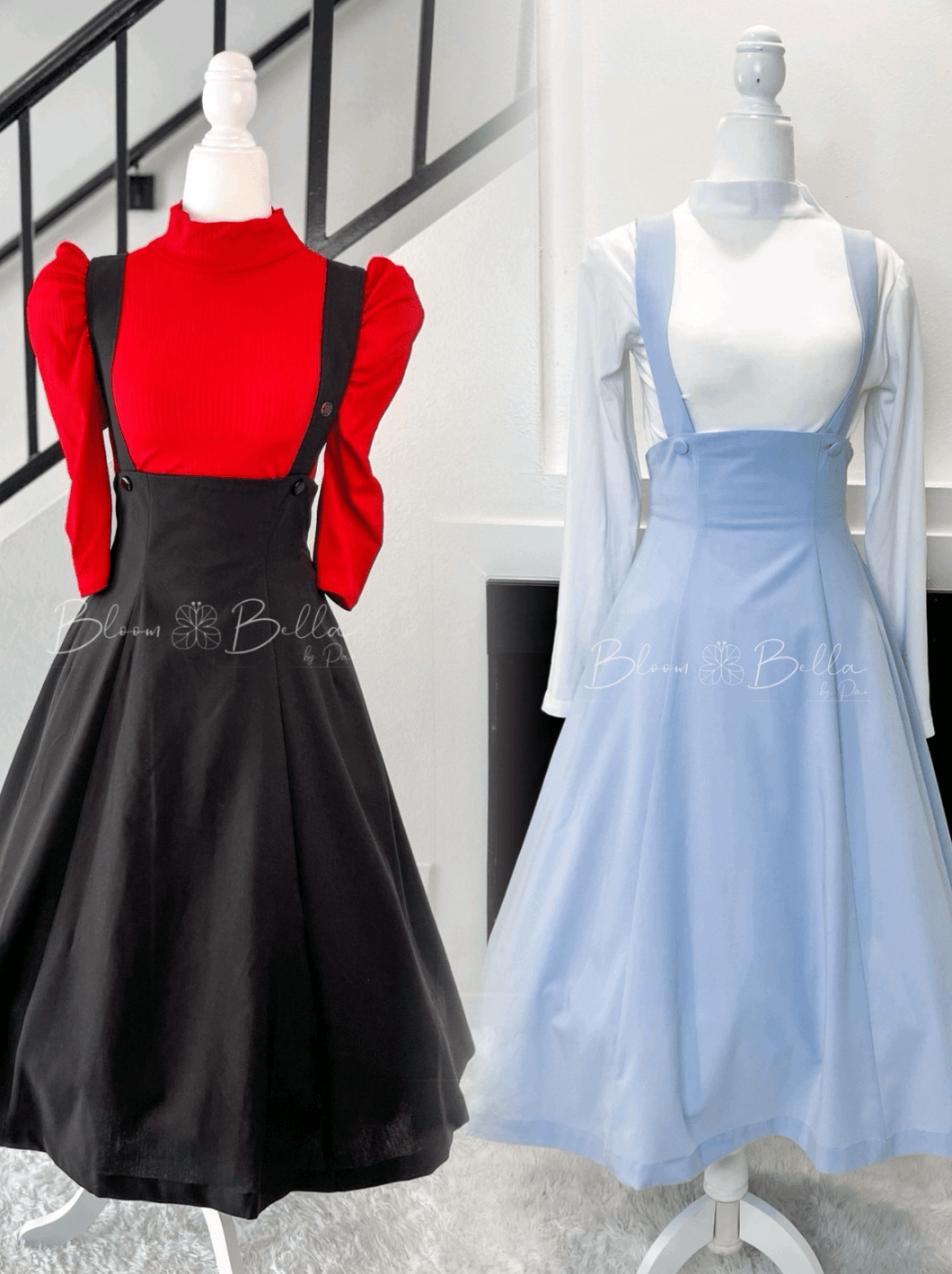 Jumper skirt (2 in 1) BLACK/BLUE Dresses Bloombellamoda 