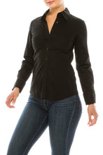 Cargar imagen en el visor de la galería, Long sleeve button down blouse Bloombellamoda 