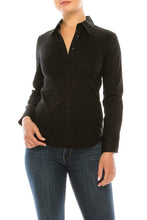 Cargar imagen en el visor de la galería, Long sleeve button down blouse Bloombellamoda 