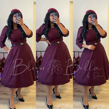 Load image into Gallery viewer, Luz midi dress SMALL TO XL PLUM Bloombellamoda 