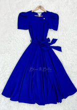 Cargar imagen en el visor de la galería, Princess waist tie Royal Blue Bloombellamoda 