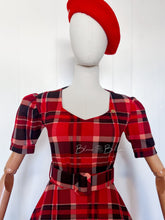 Load image into Gallery viewer, Red plaid midi SMALL TO LARGE Bloombellamoda 
