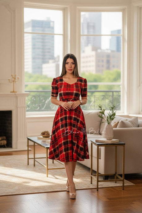 Red plaid midi SMALL TO LARGE Bloombellamoda 