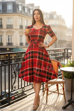 Load image into Gallery viewer, Red plaid midi SMALL TO LARGE Bloombellamoda 