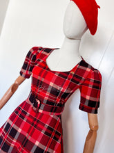 Load image into Gallery viewer, Red plaid midi SMALL TO LARGE Bloombellamoda 