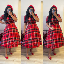 Load image into Gallery viewer, Red plaid midi SMALL TO LARGE Bloombellamoda 
