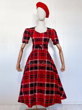 Load image into Gallery viewer, Red plaid midi SMALL TO LARGE Bloombellamoda 
