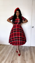Load image into Gallery viewer, Red plaid midi SMALL/LARGE Bloombellamoda 