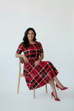 Load image into Gallery viewer, Red plaid midi SMALL/LARGE Bloombellamoda 