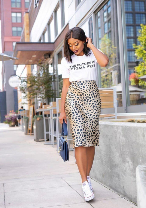 Satin midi animal print Bloombellamoda 