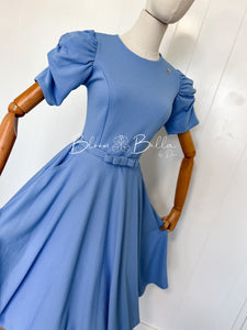 Textured midi dress LIGHT BLUE Bloombellamoda 