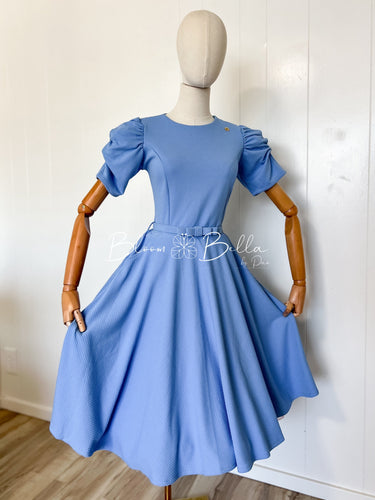 Textured midi dress LIGHT BLUE Bloombellamoda 