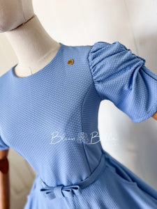 Textured midi dress LIGHT BLUE Bloombellamoda 