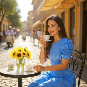 Textured midi dress LIGHT BLUE Bloombellamoda 